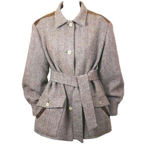 Preowned Hermes Tweed And Leather Trimmed Jacket (2,690 MYR) ❤ liked on Polyvore featuring outerwear, jackets, multiple, herringbone tweed jacket, brown tweed jacket, leather trim jacket, logo jackets and brown herringbone jacket Hermes Clothes, Hermes Fashion, Herringbone Tweed Jacket, Herringbone Jacket, Png Clothes, Outfit Png, Grey Tweed, Trim Jacket, Herringbone Tweed