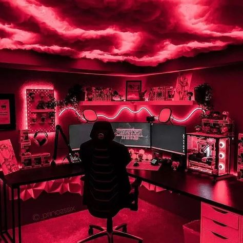 GamersGarages’s Instagram profile post: “Damn, this looks amazing!😍 Rate This Setup 1-10⚡Follow For A Chocolate Chip Cookie🍪➕ ___________________________________ 👉 Follow…” Aesthetic Gaming Room, Gaming Room Setup Ideas, Gothic Games, Room Setup Ideas, Xbox And Playstation, Ultimate Gaming Setup, Aesthetic Gaming, Games Room Inspiration, Favorite Tv Characters