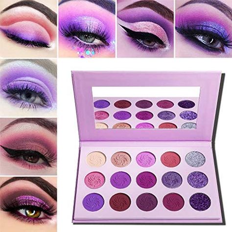 Holographic Eyeshadow, Pink Eyeshadow Palette, Galaxy Makeup, Orange Eyeshadow, Eyeshadow For Blue Eyes, Eye Makeup Palette, Pink Eye Makeup, Purple Eye Makeup, Glitter Eyeshadow Palette