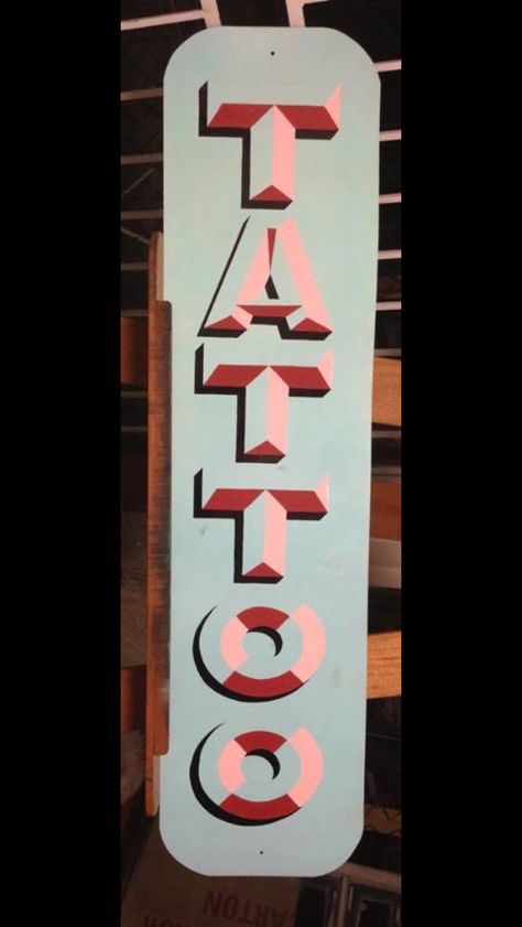 Vintage Handpainted Sign, Tattoo Sign Painting, Vintage Sign Painting, Tattoo Signage, Sign Lettering Fonts, Tattoo Sign, Tattoo Shop Interior, Tattoo Shop Decor, Painting Signs