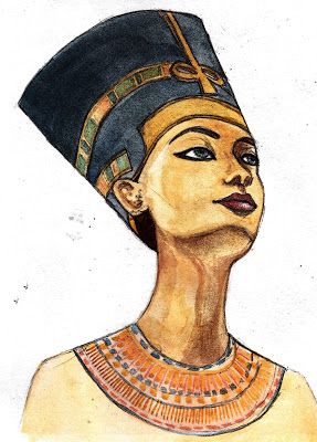 Nefertiti by Lisa Graves Kemetic Tattoos, Egyptian Art Drawing, Nefertiti Art, Egyptian Tattoos, Egyptian Drawings, History Drawings, Egyptian Painting, Queen Drawing, Ancient Drawings