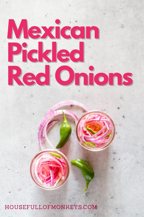 Mexican Pickled Onions Mexican Onions Pickled, Pickled Onions Mexican, Mexican Onions, Pickled Onions Recipe, Sandwich Pickles, Red Onion Recipes, Tomato Sandwich, Habanero Peppers, Pickled Red Onions