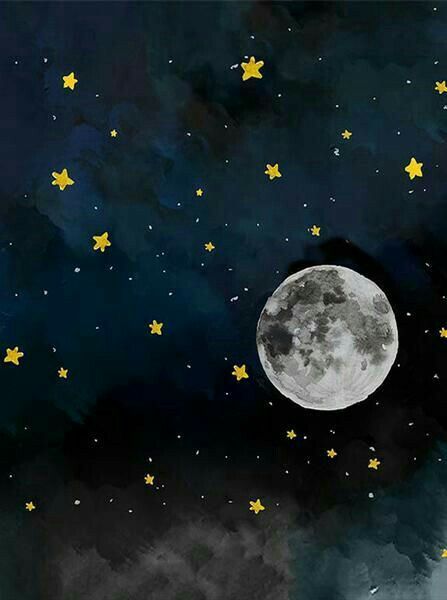 Watercolor Backdrop, Moon Watercolor, The Moon And Stars, Sky Stars, Stars Moon, The Night Sky, Moon And Stars, Full Moon, Night Sky