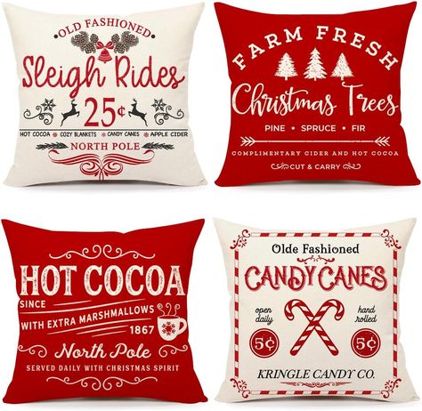 Christmas Throw Pillows Couch, Christmas Throw Pillows, Throw Pillows Couch, Sleigh Rides, Winter Holiday Decorations, Decorative Ideas, Pillows Decorative, Christmas Pillowcases, Christmas Pillows