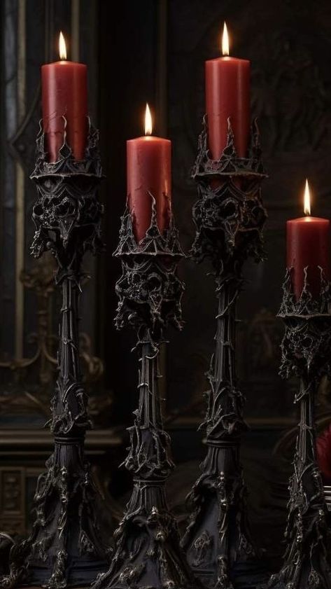 Candleabras Gothic, Elegant Vampire Aesthetic, Vampire Halloween Decor, Gothic Fantasy Aesthetic, Vampire House Aesthetic, Satanic Altar, Gothic Moodboard, Dracula Aesthetic, Lilith Aesthetic