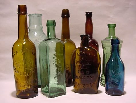 Antique+Bottles | long time collectors interested in purchasing West Coast bottles ... Old Whiskey Bottles, Old Bottles Decor, Old Alcohol Bottles, Glass Bottle Aesthetic, Bottles Aesthetic, Antique Liquor Bottles, Old Liquor Bottles, Whiskey Bottles, Old Glass Bottles