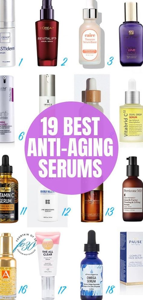 Here are 19 of the best anti aging serums for your face. #antiaging #skincare #beauty #serums Anti Aging Serums, Best Serums, Best Anti Aging Serum, Skin Cream Anti Aging, Antiaging Skincare, Best Anti Aging Creams, Beauty Serums, Best Serum, Skin Care Wrinkles