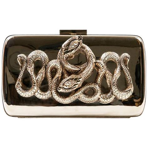 Roberto Cavalli Mirror Effect Gilt Metal And Snake Ornament Minaudière Snake Ornament, Snake Purse, Hermes Birkin Handbags, Big Handbags, Cheap Purses, Popular Handbags, Unique Purses, Mirror Effect, Handbags Casual