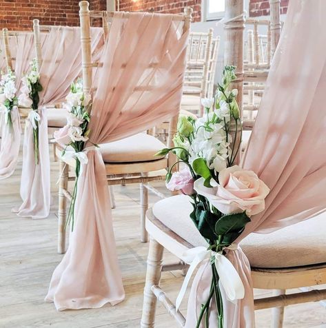 Blush Pink Chair, Wedding Chair Sashes, Wedding Isles, Ceremony Chairs, Aisle Flowers, Wedding Chair Decorations, Wedding Venue Decorations, Chair Sashes, Pink Chair