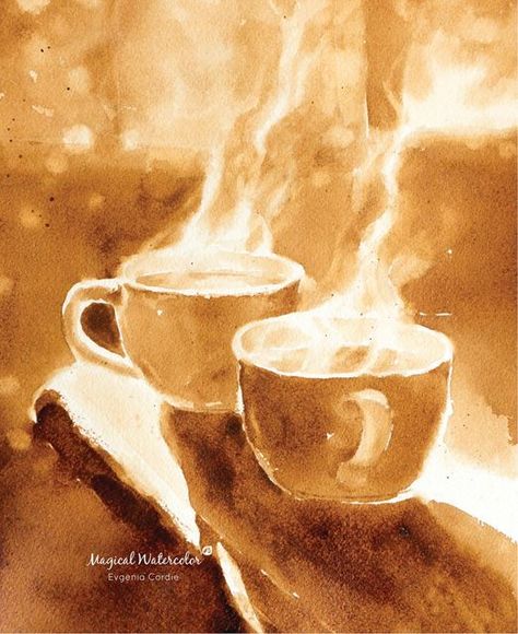 WATERCOLOR 🎨 АКВАРЕЛЬ on Instagram: "watercolorist @magical.watercolor - Painted with coffee" Paint With Coffee, Coffee Paintings, Magical Watercolor, Coffee Art Painting, Coffee Watercolor, Painting Coffee, Coffee Artwork, Coffee Cup Art, Artwork Watercolor