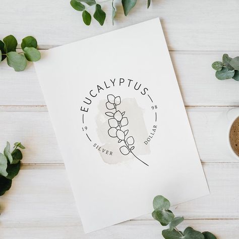 Eucalyptus Logo, Logo Tree, Candles Diy, Logo Minimal, Branding Kit, Packaging Design Inspiration, Silver Dollar, Logo Ideas, Diy Candles