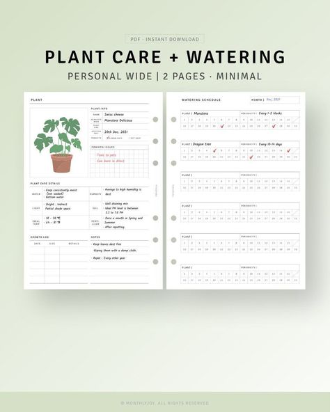 Plant Planner Printable Personal Wide, Houseplant Planner Garden Journal Diary, Plant Watering Schedule Log, Indoor Plant Care Tracker mealplannerprintable #mealplannerД±nsert. Plant Care Planner, Garden Tracker Bullet Journal, Plant Diary Template, Plant Care Template, Plant Care Chart, Plant Journal Ideas, Cottagecore Planner, Garden Journal Ideas, Plant Watering Tracker