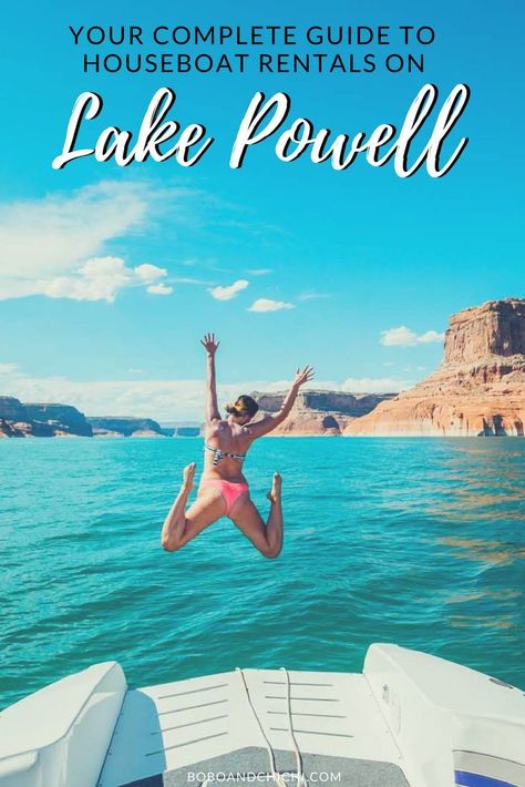 Check out our guide to one of the most amazing US travel destinations at Lake Powell Arizona and Lake Powell Utah by going on a Lake Powell houseboat for a week. We give you all the Lake Powell tips you need including a Lake Powell packing list, things to do in Lake Powell, and everything you need to know about Lake Powell Utah houseboat rentals. #USdestinations #usatravelbucketlist #lakepowell #lakepowelltips #lakepowellhouseboat Lake Powell Houseboat, Kayak Tips, Houseboat Ideas, Lake Powell Arizona, Houseboat Vacation, Lake Powell Utah, Houseboat Rentals, Working Boat, Lake Mead