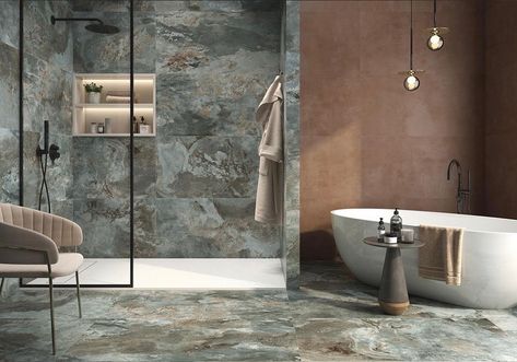 Slate Effect Tiles, Boutique Bathroom, Unglazed Porcelain, Floor Edging, Take A Chance, Slate Tile, Tile Stores, Green Tile, Kitchen Tile