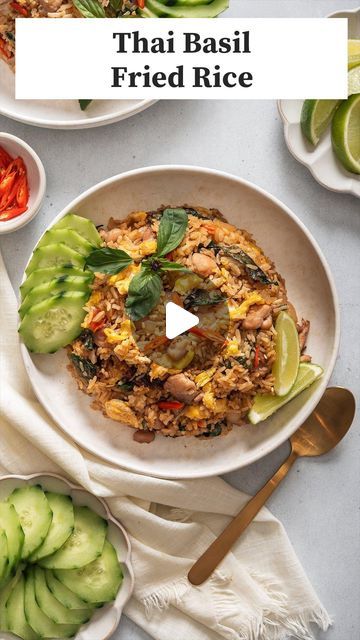 Thai Basil Fried Rice, Basil Fried Rice, Thai Basil, Rice Grain, Fried Rice Recipe, Juicy Chicken, White Rice, Rice Dishes, Thai Recipes