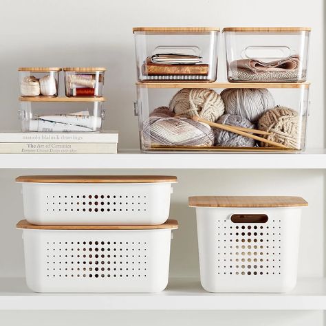 Onion Storage, Potato Storage, Desain Pantry, نباتات منزلية, Wire Basket Storage, Pantry Organizers, Plastic Baskets, Plastic Storage Bins, The Container Store