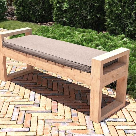 Outdoor Bench Plans, Diy Patio Ideas, Wood Bench Plans, 2x4 Lumber, Bbq Stand, Workbench Plan, Modern Bench Outdoor, Simple Bench, Diy Bank