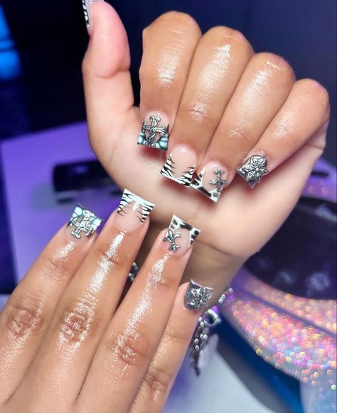 Short Duck Nails Design Ideas, Nail Cam, Duck Nails, Hard Nails, Different Nail Designs, Diy Acrylic Nails, Zebra Design, Colored Acrylic Nails, Girly Acrylic Nails