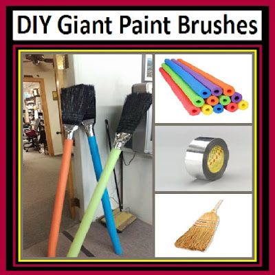 Giant Paint Brushes Using Dollar Tree Supplies Paint Brush Bulletin Board, Modern Fruit Bowl, Crafts Dollar Tree, Dollar Tree Hacks, Diy Home Accessories, Art Classroom Decor, Craft Booth Displays, Checker Board, Event Props