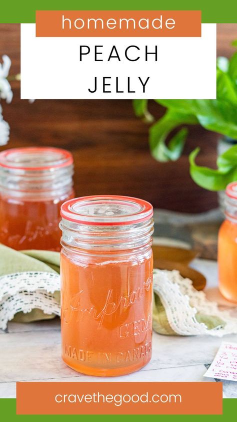 Peach Jelly Recipe Canning, Homemade Peach Jelly, Peach Jelly Recipe, Canning Peaches Recipes, Homemade Grape Jelly, Peach Jello, Jelly Maker, Blueberry Pies, Spiced Peaches