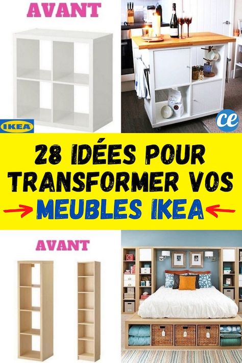 Envie de customiser et détourner vos meubles IKEA ? Voici 28 idées pour détourner et relooké les meubles mythiques IKEA pas cher que tout le monde connaît : des caissons Helmer, un meuble RAST, des étagères KALLAX, Malm... pour transformer vos cuisine, salon ou chambre sans dépenser une fortune. Découvrez les photos de ces relooking avant après pour avoir plus de rangements DIY à la maison et avoir des meubles personnalisés... Redesign Furniture, Ikea New, Ikea Inspiration, Ikea Hack Kitchen, Ikea Ideas, Easy Ikea Hack, Ikea Decor, Ikea Hack Ideas, Ikea Furniture Hacks