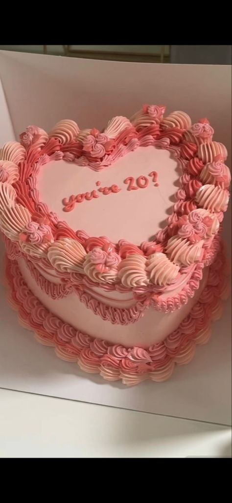 Youre Twenty Cake, 20 Something Aesthetic Cake, Birthday Cake 19 Aesthetic, 20 Th Bday Cake, Pink 21st Birthday Ideas Outside, 20th Birthday Cake Idea, B Day Cakes Aesthetic, Pink B Day Cake, Birthday Cakes For 20th Birthday