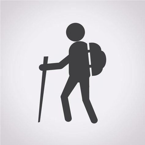 hiking icon  symbol sign Hiking With Kids, Hiking Icon, Farm Signage, Simple Images, Nature Symbols, Walking Women, Book Page Art, Free Vector Illustration, Hand Drawn Vector Illustrations