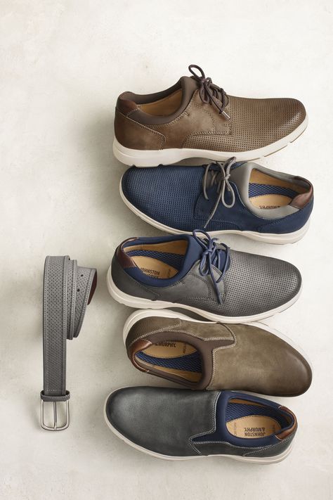 Johnston & Murphy's  Athletically Inclined Warren Collection: Feels light as air. Fits like a glove. Formal Men Outfit, Cat Shoes, Boys Sandals, Mens Boots Fashion, Rhinos, Mens Shoes Casual Sneakers, Business Shoes, Mens Fashion Casual Outfits, Johnston Murphy