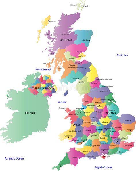 UK and Ireland map. A map of the UK with the regions on the continent colored in , #sponsored, #continent, #colored, #bright, #regions, #UK #ad Lincoln England, Map Of Great Britain, Uk Map, United Kingdom Map, Map Of Britain, Inverness Scotland, Counties Of England, England Map, Scotland Map