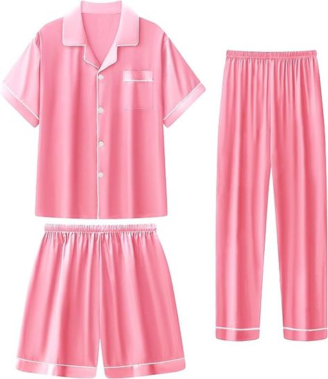 Amazon.com: Medjhotep Girls Silk Pajamas Set 7 Years, Red Satin Pajamas for Girls 8 Years Button-up Nightwear Loungewear 3 Piece，Girls PJS Clothes Set for Little Girl 6-8 Years Red: Clothing, Shoes & Jewelry Pajamas For Girls, Silk Pajamas Set, Silk Pjs, Girls Pjs, Red Clothing, Comfortable Pajamas, Silk Pajama Set, Satin Pyjama Set, Fashion Revolution