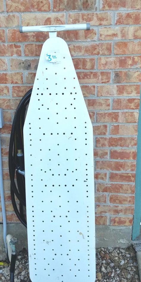 Repurposed Ironing Board Wash Dry Fold Repeat - Mixed Kreations Repurposed Ironing Board, Painted Ironing Board, Vintage Ironing Boards, Folding Ironing Boards, Old Ironing Boards, Wash Dry Fold Repeat, Thrift Store Upcycle, Ironing Boards, Sewing Room Design