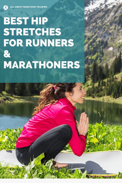 Here's a list of the best hip stretches for runners and marathoners! Suffering from hip tightness can drastically impact your marathon performance and also put you at an increased risk of injury.   All About Marathon Training // best hip stretches for runners // half marathon // full marathon // long distance running Stretches For After Running, Hip Stretches For Runners, Hip Tightness, Best Hip Stretches, Marathon Training Motivation, Post Run Stretches, Beginner Runner Tips, Long Distance Running Tips, Marathon Training For Beginners