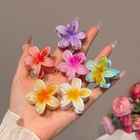 Flower Hair Clips Aesthetic, Mini Flower Clips, Claw Clip Flower, Hair Accessories Collection, Acrylic Flower, Women Makeup, Flower Hair Clip, Hair Essentials, Hair Claw Clip