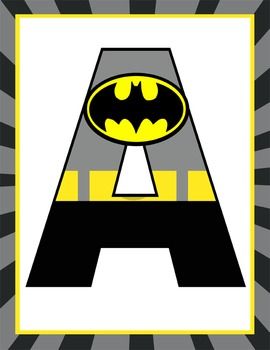 SUPER HERO - Classroom Decor: BATMAN Banner LETTERS Batman Banner, Super Hero Banner, Batman Printables, Letter Printables, Superhero Letters, Number Printables, Batman Decor, Printables Ideas, Batman Theme