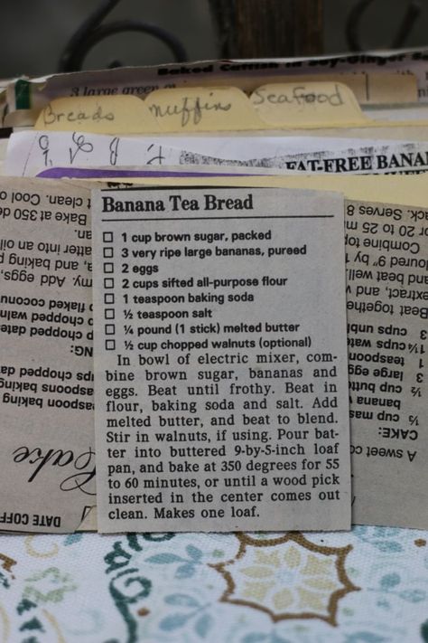 Banana Tea Bread (VRP 200) | Vintage Recipe Project Banana Tea Bread Recipe, Trisha Yearwood Banana Bread Recipe, Bana Bread, Banana Tea, Vintage Recipe Box, Tea Bread, Banana And Egg, Trisha Yearwood, Best Cookbooks