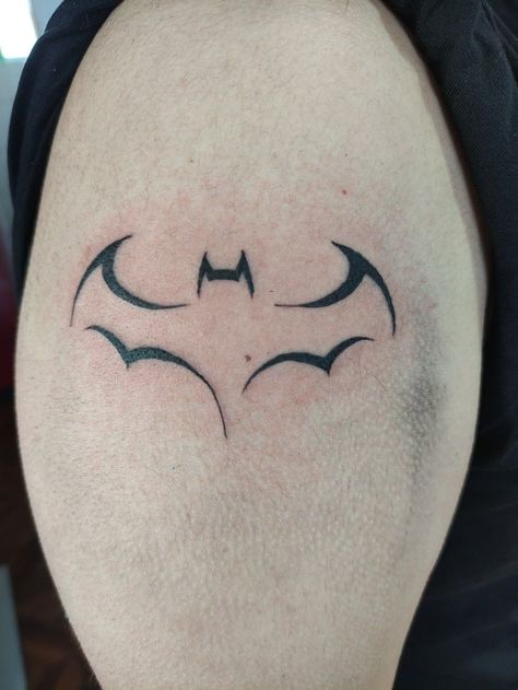 Batman Signal Tattoo, Batman Memorial Tattoo, Bat Minimalist Tattoo, Simple Batman Tattoo, Batman Tramp Stamp, Batman Tatoos Ideas, Batman Tattoos For Women, Small Batman Tattoo, Batman Tatoos