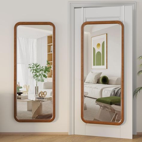 PRICES MAY VARY. [ Premium Wood Frame ] - The DNBSS over the door mirror is designed with a solid wood frame. The high-quality wood not only adds elegance to your space but also ensures durability for long-lasting use [ Full Size Door Hanging Mirror ] - The dressing mirror size is 47''H x 22''W, Its size is suitable for small apartments and opening up your room, large enough for you to see your full figure and keep you looking sharp when you go out [ Wall & Door Hanging ] -There are different wa Door Hanging Mirror, Cloak Room, Over The Door Mirror, Corner Design, Dressing Mirror, Brown Home Decor, Bedroom Mirror, Length Mirror, Rectangle Mirror