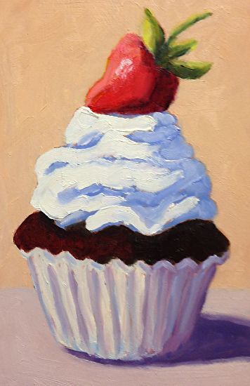 Food Oil Painting, Easy Painting Ideas For Beginners, On Canvas Painting Ideas, Mini Pictures, Painting Cake, Pastel Desserts, Cupcake Painting, Food Paintings, Canvas Watercolor