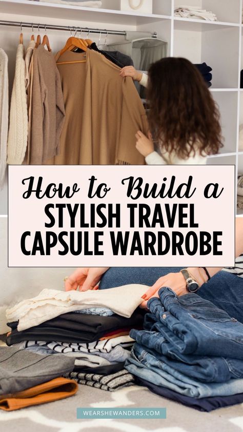 Elevate your travel style with our guide on how to Build A Stylish Travel Capsule Wardrobe. Whether you're packing for a weekend getaway or a longer vacation, our blog post offers expert advice on creating versatile Vacation Outfits that fit any destination. Pack light, pack smart, and look fabulous wherever you go. Mix And Match Outfits For Travel, Capsule Wardrobe For Travel, Weekend Getaway Outfits, Create A Capsule Wardrobe, Golden Goose Sneakers Outfit, Travel Fashion Winter, Fall Travel Outfit, Shirt Hacks, Capsule Wardrobe Essentials