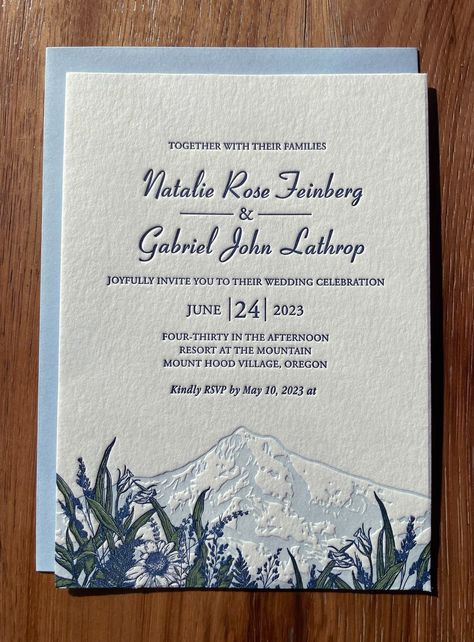 Mountain and forest theme wedding invites — Reb Peters Press Mountain Theme Wedding, Mountain Invitation, Woodland Wedding Invitations, Mountain And Forest, Letterpress Save The Dates, Mountain Wedding Invitations, Forest Theme Wedding, Pricing Calculator, Yosemite Wedding