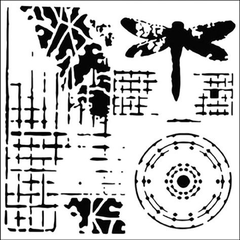 Stenciling, Stencil Designs, Art Journal Pages, Dragonflies, Print Templates, Painting Crafts, Journal Pages, Screen Print, Scrapbook Pages