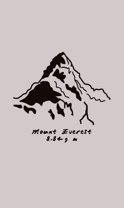 Line drawing of Mount Everest Mountain Everest Drawing, Mt Everest Tattoo, Mount Everest Drawing, Mount Everest Aesthetic, Mount Everest Tattoo, Everest Aesthetic, Everest Tattoo, Matterhorn Painting, Nepal Tattoo