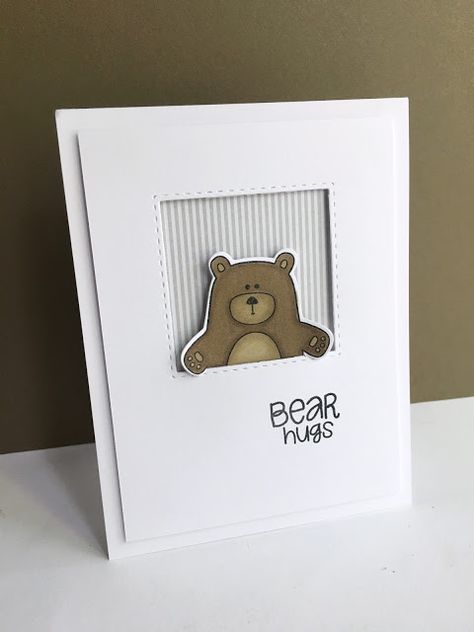 Iminhaven Cards, Character Cards, Purple Onion, Cas Cards, Bear Card, Bear Hugs, Card Embellishments, Bear Hug, Animal Cards