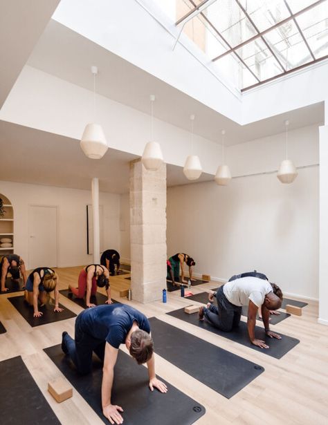 Ground to Grow Café and Yoga Studio | Ama Studio | Archello Yoga Coffee, Facade Cladding, Cafe Branding, Timber Windows, Bamboo Pendant Light, Luggage Store, Architectural Projects, Zellige Tile, Muted Color Palette