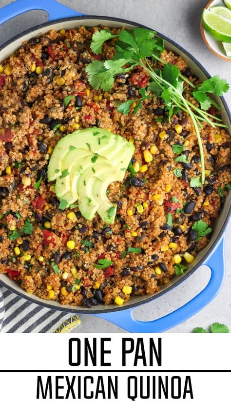 One Pan Mexican Quinoa, Mexican Quinoa, Vegan Mexican Recipes, Vegan Lunch Recipes, Quinoa Recipes, One Pan, Vegan Lunch, Vegan Dinner Recipes, Empanadas