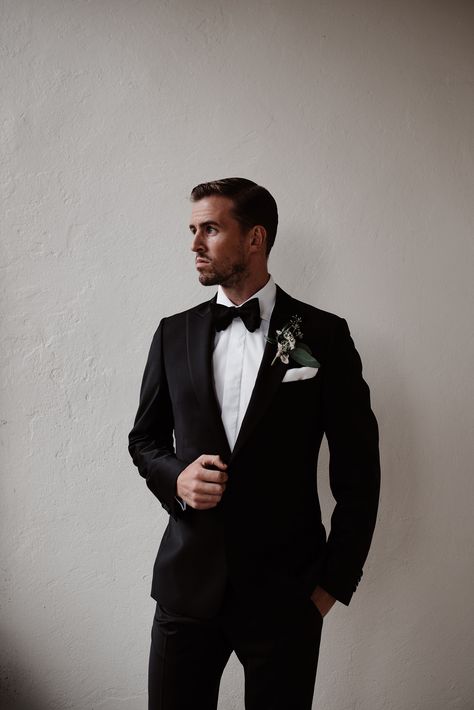 Groom Attire Black, Black Tuxedo Wedding, Black Tux Wedding, Groom Suit Black, Groom Tuxedo Wedding, Monochrome Wedding, All Black Suit, Monochrome Weddings, Black Suit Wedding