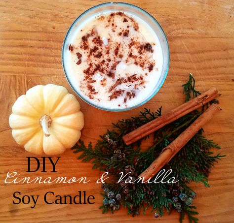 DIY Autumn Cinnamon-Vanilla Soy Candle♥ | Shelby&Blush Cinnamon And Vanilla Candle, Cinnamon Spice Vanilla Candle, Soy Wax Melts Diy, Diy Cinnamon Candle, Vanilla Diy, Cinnamon Stick Candle, Candle Making Recipes, Diy Cinnamon, Homemade Soy Candles