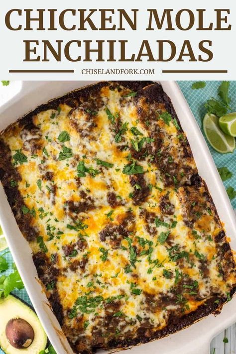 Mole Enchiladas Chicken, Mole Dishes, Mole Enchiladas Recipe, Chicken Mole Enchiladas, Mexican Potluck, Mole Enchiladas, Enchiladas Recipes, Fiesta Food, Coco Puffs