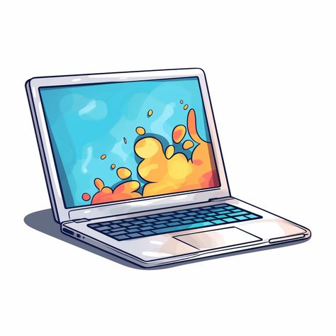 Computer Digital Art, Cartoon Computer Drawing, Computer Illustration Art, Laptop Drawing Aesthetic, Laptop Illustration Vector, Laptop Illustration Art, Computer Cartoon Images, Technology Art Illustration, Computer Art Drawing