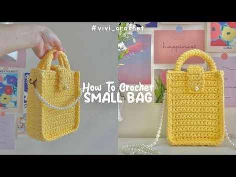 💛How To Crochet Small Bag | Sling Crochet Bag💛 - YouTube Small Sling Bag Crochet, Sling Bag Crochet Pattern, Crochet Small Cross Body Bag, Small Bags Crochet, How To Crochet A Small Bag, Crochet Bag Phone, Sling Bag Crochet Free Pattern, Tutorial Crochet Bag, Crochet Small Bag Pattern